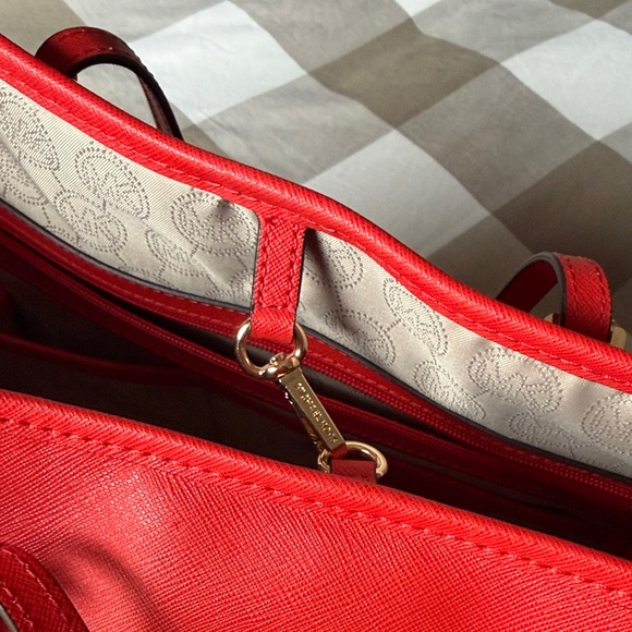 Michael Kors Vibrant Red and Rich Brown Tote - Picture 4 of 6